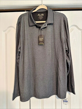Tasso Elba LS Lux Polo Long Sleeve Gray XL